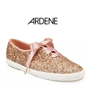 NEW Glitter Sneakers with Ribbon Tie by Ardene Sz 8